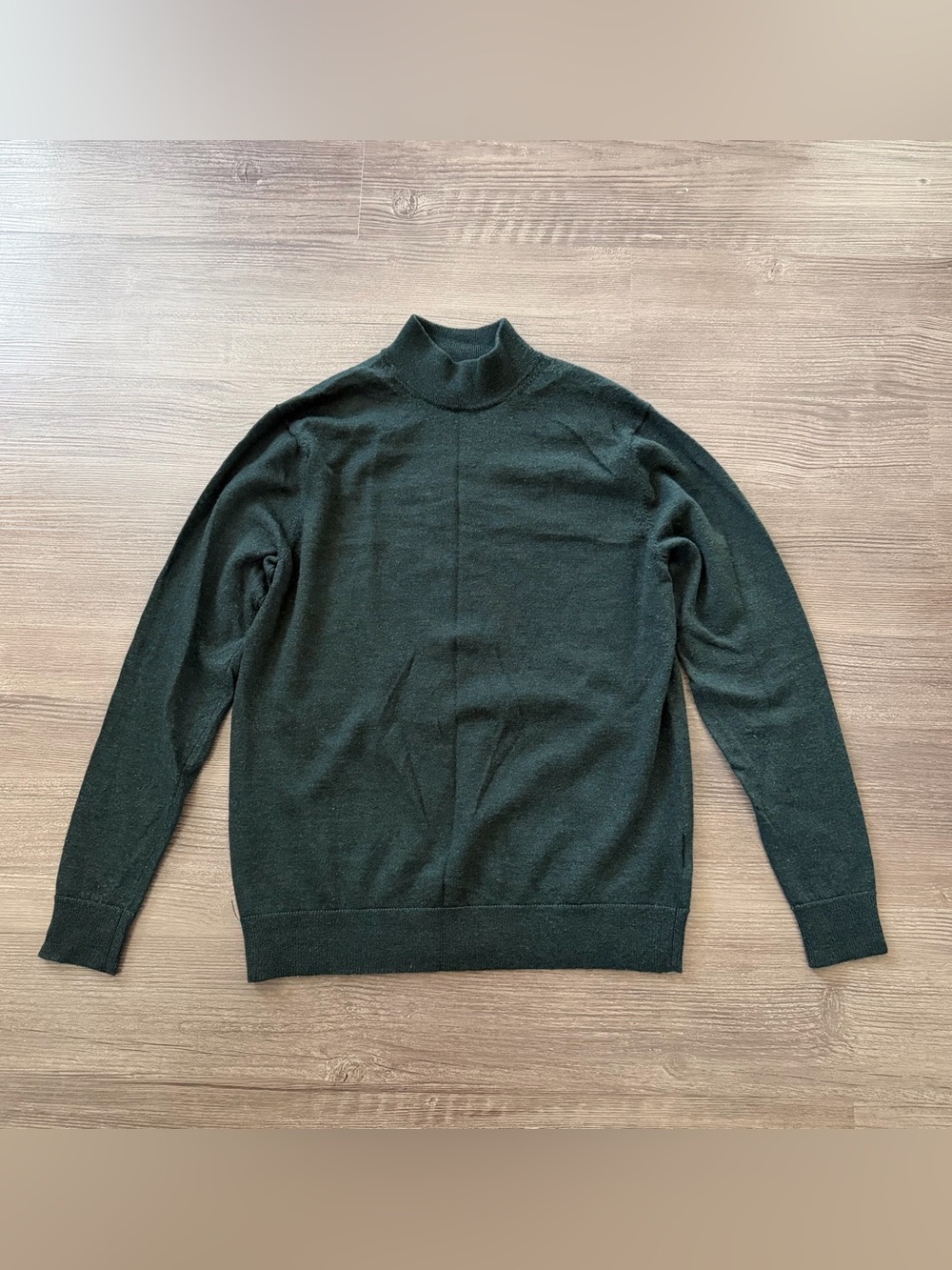 Murano Men’s L 100% Merino Wool Green Mock Neck Sweater Made Australia